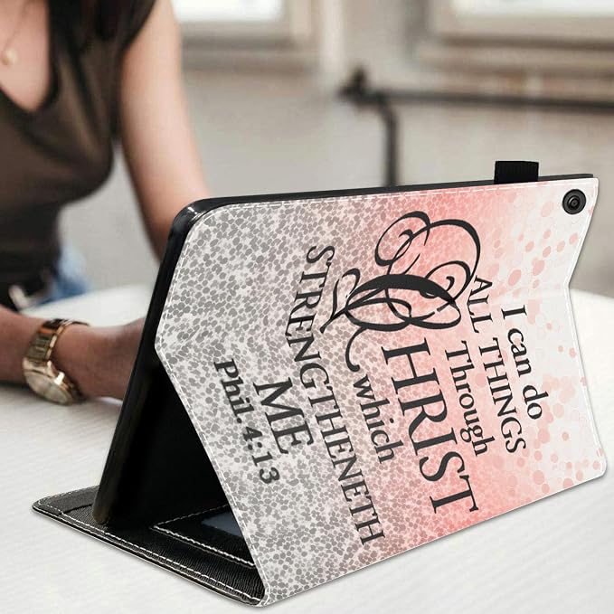 Case for Amazon Kindle Fire HD 10 Tablet 10.1 (9th/7th Generation 2019/2017 Release) Slim Folding Stand Folio Cover with Card Slot &amp Auto Wake/Sleep - African American Girl