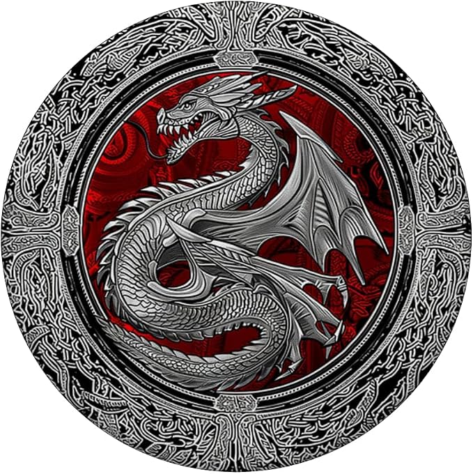 Viking Dragon Silver Chinese Dragons Mythology Fantasy PopSockets PopGrip for MagSafe