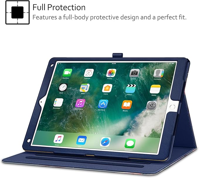 Fintie Multi-Angle Case 2017/2015 iPad Pro 12.9 inch (Old Model) 1st &amp 2nd Gen Case - [Corner Protection] Folio Stand Cover with Pencil Holder &amp Pocket Auto Wake/Sleep Blooming Hibiscus