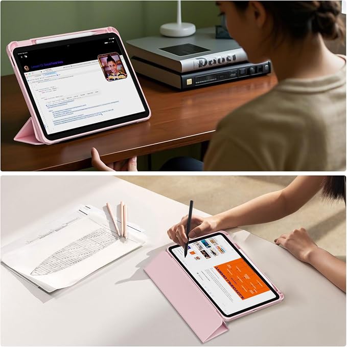 Detachable Case for iPad A16 11th Gen 11/10th Gen 10.9 Black | Slim Transparent Shell Back Soft Shockproof TPU Frame Without Pencil Holder Auto Sleep/Wake