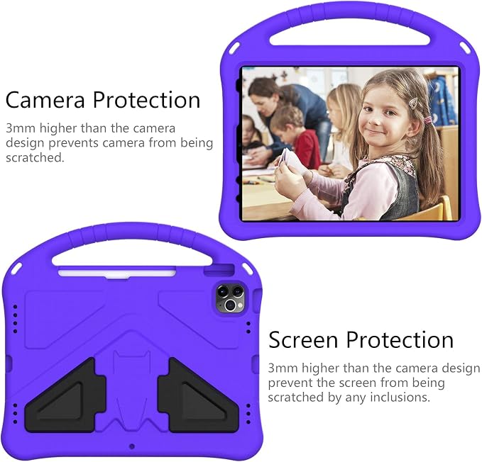 Dteck Kids Case for iPad 10.2 - Shockproof Rugged EVA Handle Stand Child Proof Case for iPad 9/8/7 Generation Black