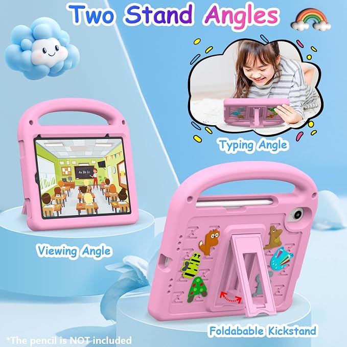 Kids Case for iPad mini 7(A17 Pro) 2024/iPad Mini 6 2021 8.3 Inch with Built-in Pencil Holder/Anti-Slip Handle/Foldable Stand Shockproof Protective iPad mini 7th/6th Generation Case 8.3 Inch