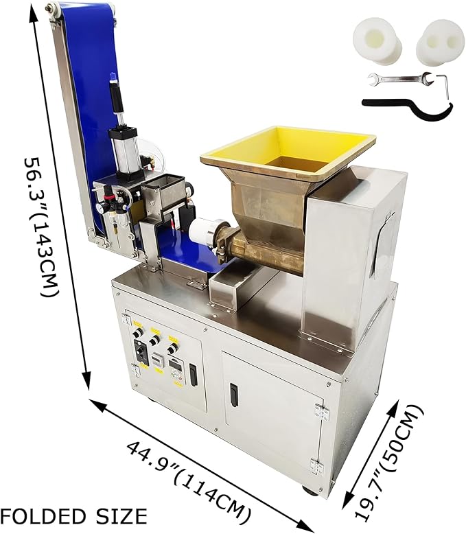 HayWHNKN Dough Quantitative Dividing and Cutting Machine Pneumatic Dough Divider Cutter Electric Dough Lump Spacer 0.35oz-17.64oz Dough Divider Cutter Press Machine with Conveyor Belt