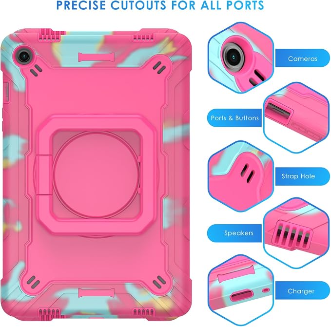 DETUOSI Galaxy Tab A9 Plus Case - Shockproof with 360 Stand &amp Strap Heavy Duty for SM-X210/X216/X218 Black