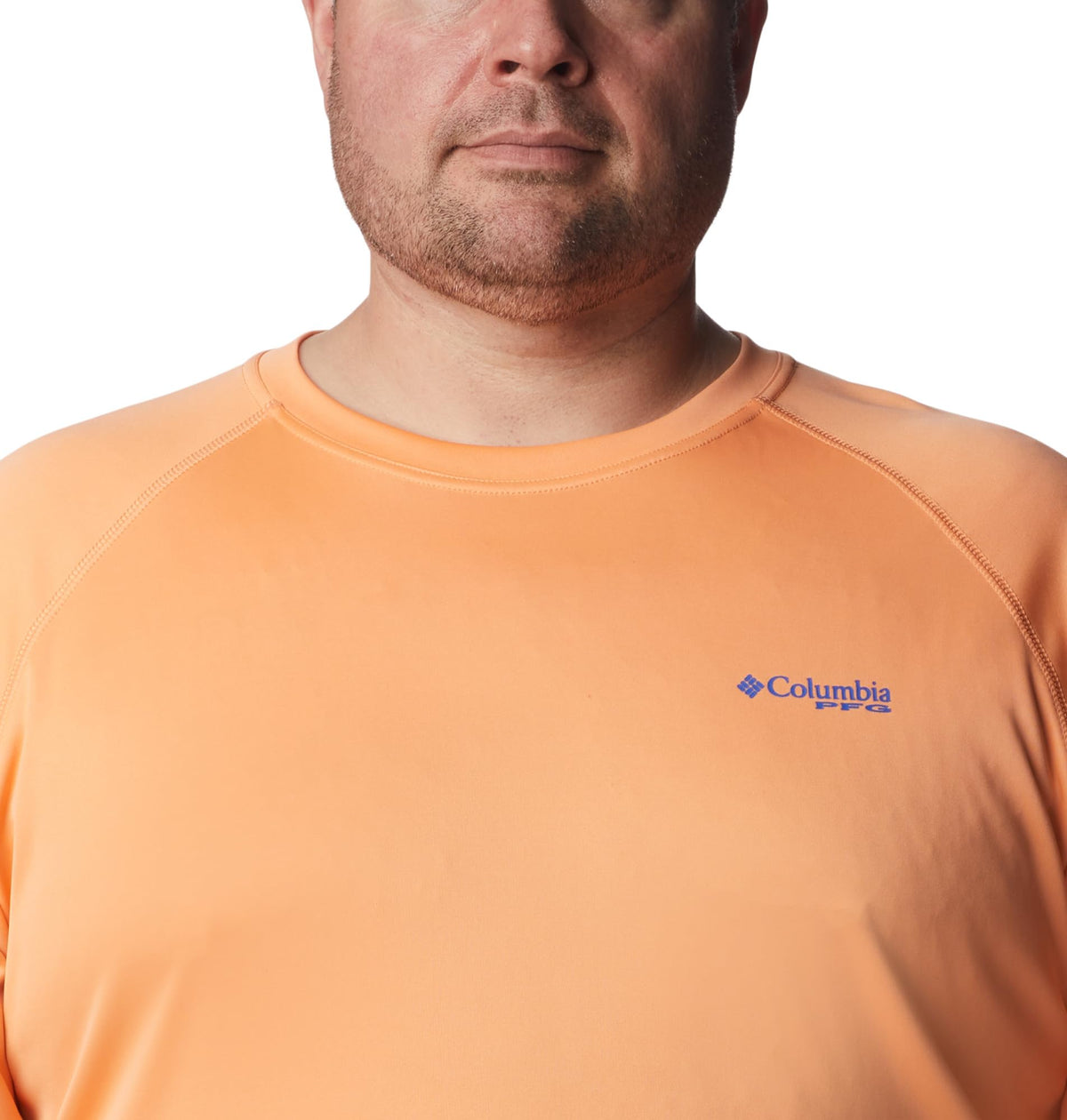 Columbia Men's PFG Terminal Tackle Long Sleeve Fishing Shirt, Bright Nectar/Vivid Blue Logo, X-Small
