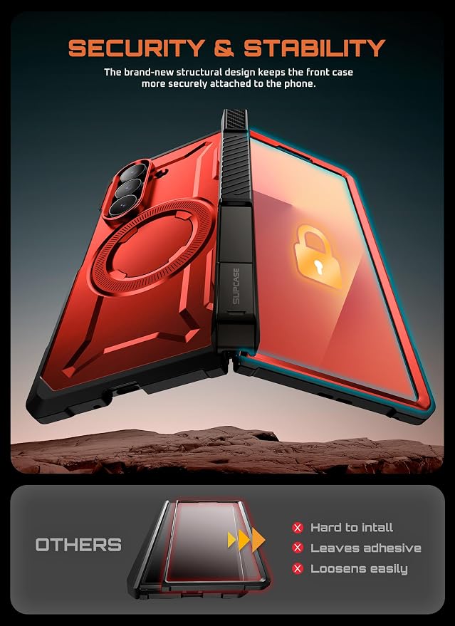 SUPCASE for Samsung Galaxy Z Fold 7 Case with Kickstand Azure | Compatible with MagSafe Tempered Glass Screen Protector Military-Grade Protection Hinge Coverage Unicorn Beetle Grip