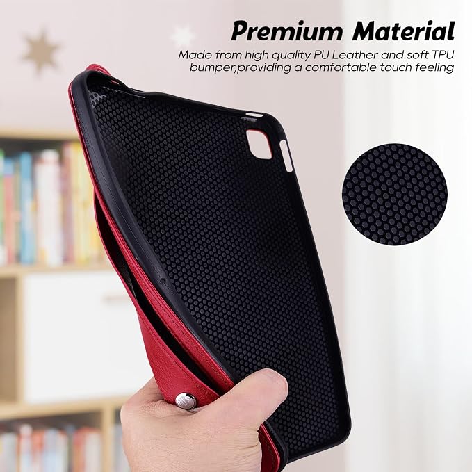 Slim Case for Apple iPad 10th Generation 10.9 Inch 2022 PU Leather Lightweight Hand Strap Stand Feature Drop Protection Back Cover for iPad 10th Gen 10.9 Black
