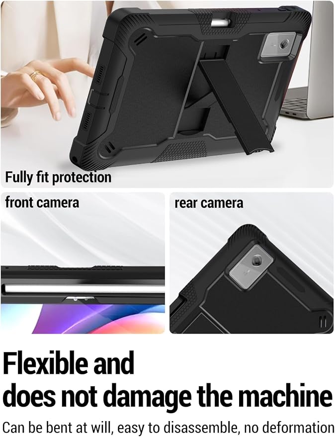 for Lenovo Idea Tab Plus/Tab K12（12.1 Inch） Android Tablet Protective caseShockproof Lightweight Silicone Protective Cover with StandChild-Friendly ProtectionEasy to Clean DesignBlack