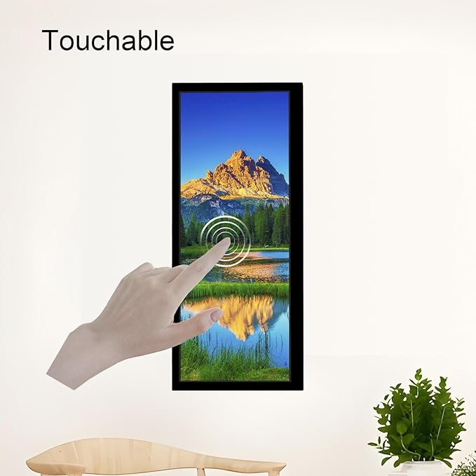 VSDISPLAY 10.3 Inch Touch LCD Monitor 1920x720 IPS Supports USB Flash Drive 2.0 Auto Copy Auto Play Split Screen for Elevator Restaurants Supermarket Store Extra Advertising Display