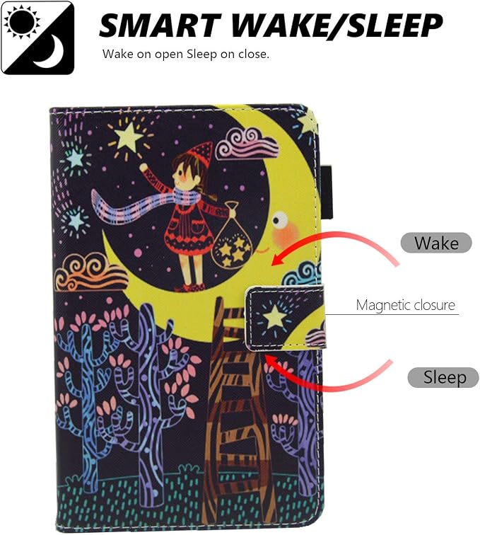 Case for Kindle Fire 7 TabletDteck Full Protective Flip Adjustable Stand Auto Wake/Sleep Smart Cover with Pencil Holder for Kindle Fire 7 Tablet 9th/7th/5th Generation 2019/2017/2015 ReleaseKing Dog
