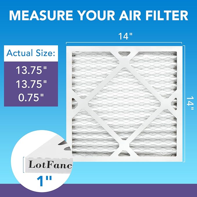LotFancy 14x14x1 Air Filter MERV 11 6-Pack, Electrostatic Pleated AC Furnace