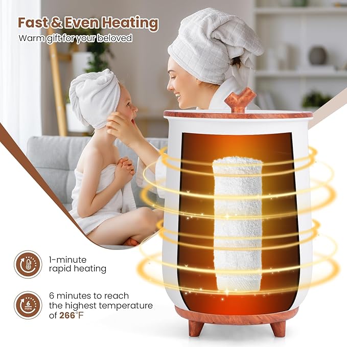 Tangkula Towel Warmer Bucket, 23L Large Luxury Bucket-Style Towel Warmer w/Fragrant Disc Holder, ETL Certified Bath Heater w/3-Level Heating, 20/40/60/90 Min Timer & Auto Shut Off