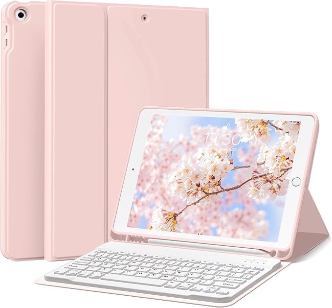 kenke Keyboard Case for iPad 9th/8th/7th Generation 10.2 Inch 2021/2020/2019 Soft TPU Back Stand Cover Smart Case with Pencil Holder Magnetically Detachable Wireless Bluetooth Keyboard Dark Green