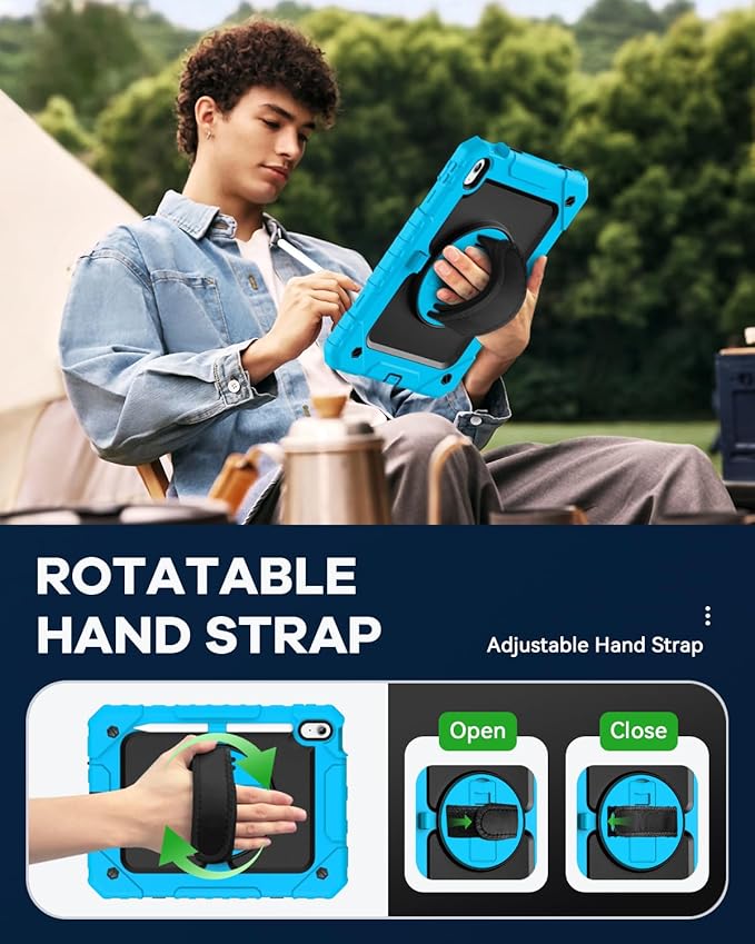 Cantis Case for iPad (A16) 11th Generation 11 inch 2025, iPad 10th Generation 10.9 inch 2022 with Screen Protector/ 360 Degree Rotating Stand/Shoulder Strap/Pencil Holder, Blue