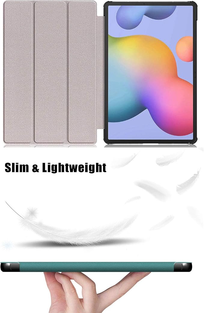 Case for Samsung Galaxy Tab S8 Plus 12.4 2022/S7 FE 2021/S7 Plus 2020 (SM-X800/X806/T730/T733/T736/T738/T970/T975/T976) Lightweight Tri-Fold Stand Thin Cover Auto Wake/Sleep Almond Blossom