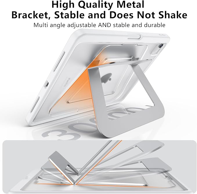 Slim Kickstand Case for iPad Air 11-inch (M2 M3 M4)/Air 5th 4th Gen/Pro 11 | Ultra-Stable Metal Stand Landscape/Portrait Multi-Angles PC Hard Back TPU Soft Edges Shockproof with Pencil Holder