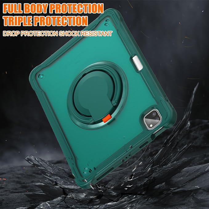 Batianda HaloCarry Case for iPad Pro 11 inch 2025 M5 2024 M4 Lavender Grey | Lightweight Dual-Layer Rugged Case with 360° Rotating Carry Ring Handle Stand and Pencil Holder Reinforced Corner Defen