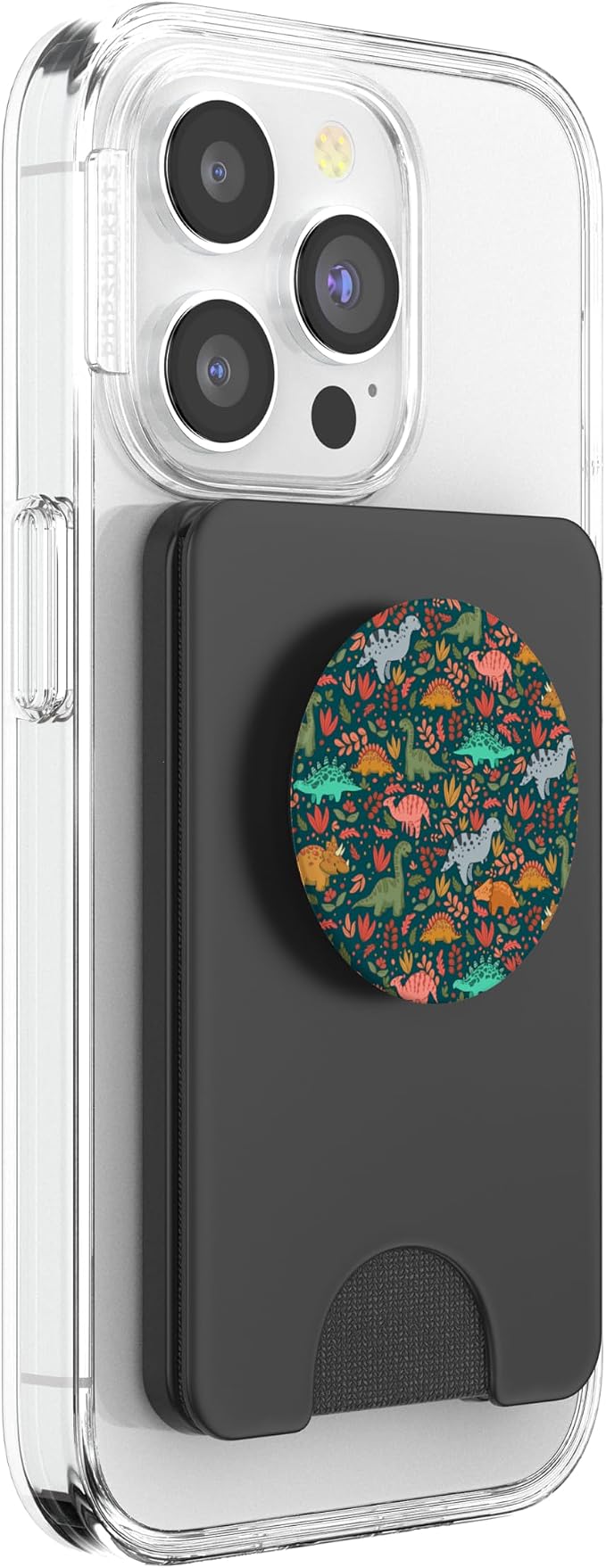 Cute Floral Midnight Green Dinosaurs PopSockets Adhesive PopGrip
