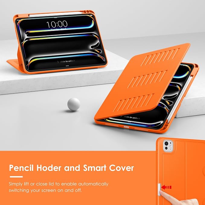 VIKESI Case for iPad Pro 11 inch (M5/M4) 2025/2024Multiple Angles Magnetic Stand CoverShockproof BackPencil Holderand Auto Sleep/WakeBlack