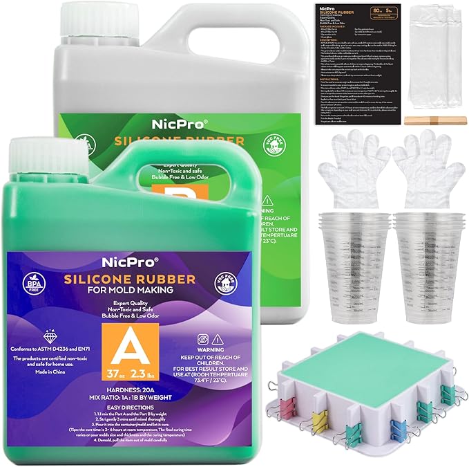 Nicpro 74oz Silicone Mold Making Kit 20A, Platinum Liquid Silicones Rubber