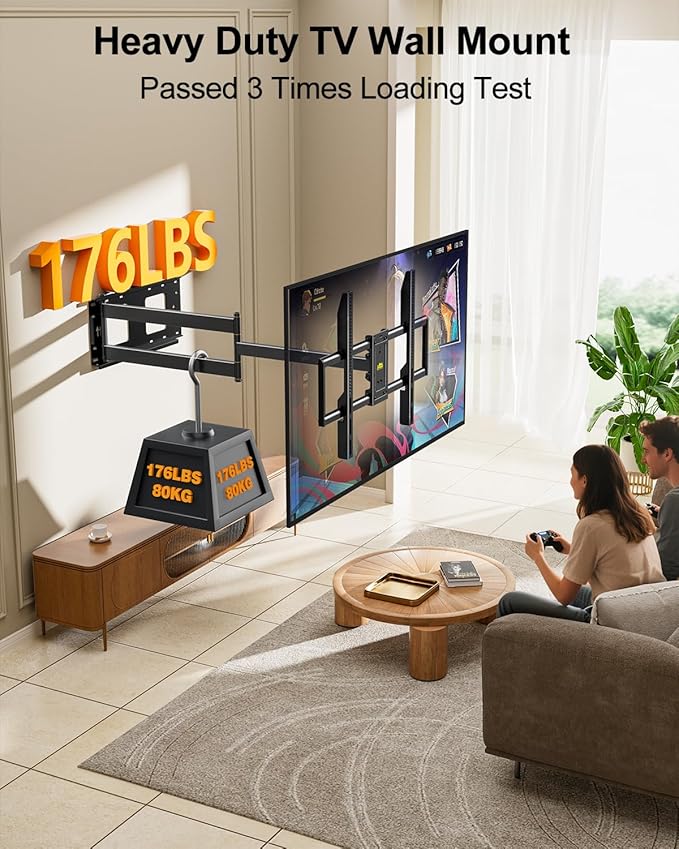 FORGING MOUNT Long Arm Full Motion TV Wall Mount for Most 42-100" TVs Holds 176 lbs, 41.75" Long Extension Corner TV Mount Heavy Duty Swivel/Tilt, Max VESA 800x600mm, Filts16”,18”,24” Studs