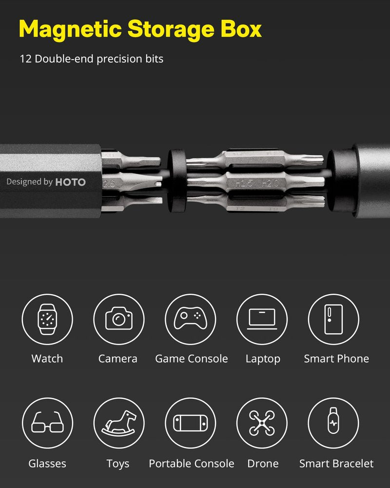 HOTO 24 in 1 Mini Screwdriver Set, Magnetic Torx Bit Set, Eyeglass Repair Kit, EDC Pen Screwdriver for Electronics, Watches, Phones, Laptops, Cameras, Gadgets for Men, Slate Grey