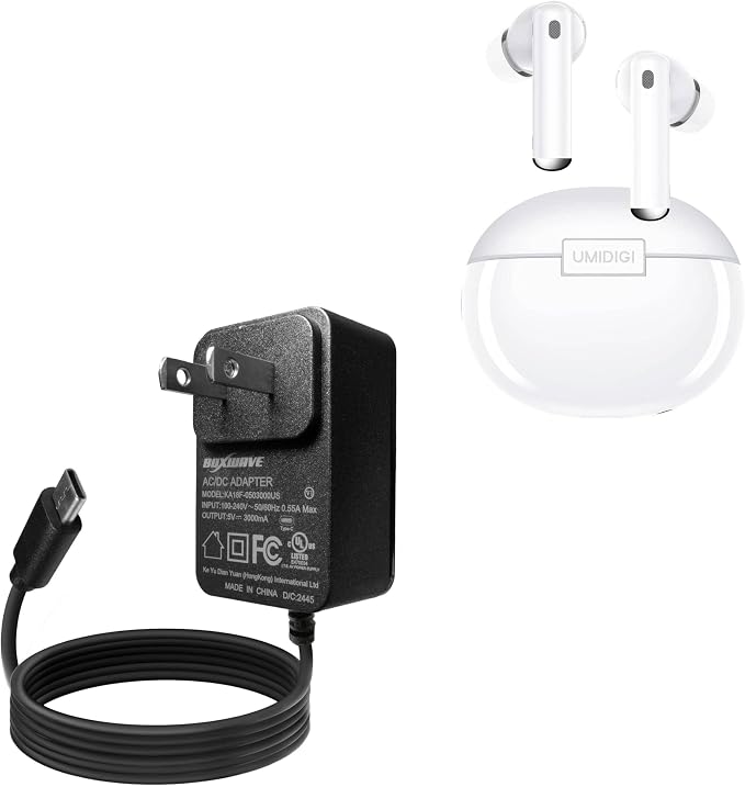 BoxWave Charger Compatible with Umidigi AbleBuds Free - Wall Charger Direct (15W) Rapid Charge Your Device with Built-in 3ft Cable