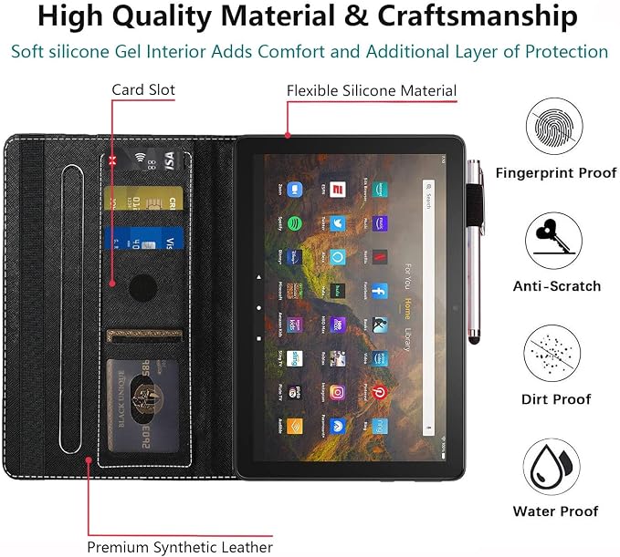 Case for All-New Amazon Kindle Fire HD 8 &amp 8 Plus Tablet (12th Generation/10th Generation 2022/2020 Release) 8 Durable Shockproof Protective Cover，Blue Dragon