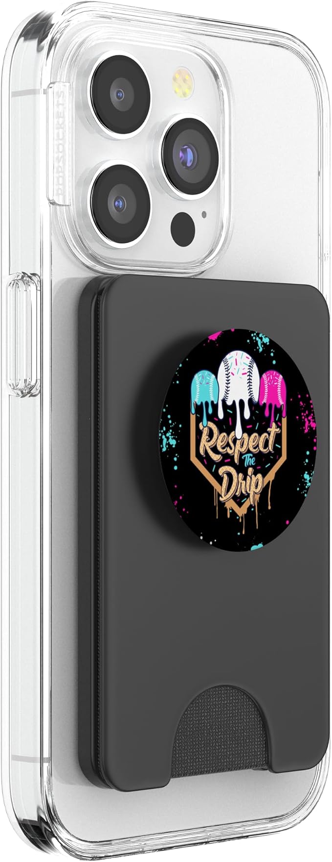 Baseball Ice Cream Drip with Sprinkles Youth Boys Baseball PopSockets Adhesive PopGrip