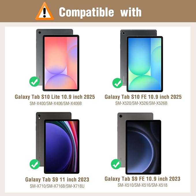 MoKo Case for Samsug Galaxy Tab S10 Lite/ S10 FE/ S9 FE/ S9 10.9/11 Inch | Built-in S Pen Holder Case for Samsung Tablet (2025/2023) PU Leather Hand Strap &amp Front Pocket Blue &amp Brown