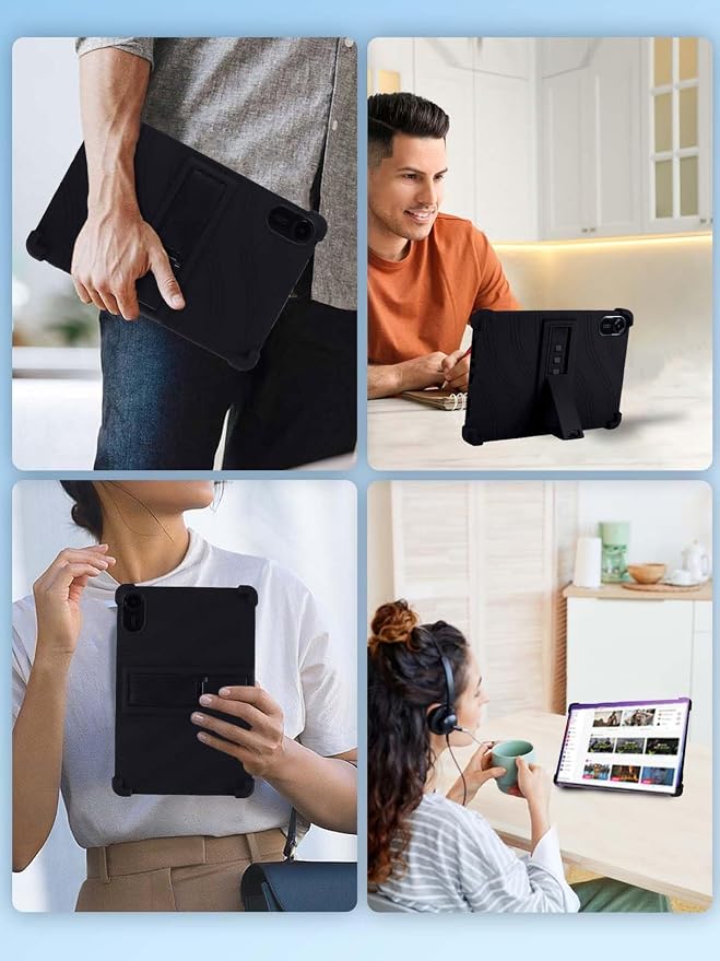 Case for Xiaomi Redmi Pad 2 Tablet 11inchNOUKAJU Tablet Protection CaseAdjustable BracketSoft SiliconeSilicone Protection Cover for Redmi Pad 2(Black)