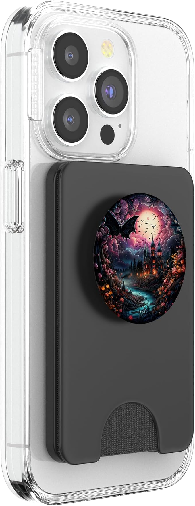 Gothic bat Spooky Bats in Front of Moon at Night and Castle PopSockets Adhesive PopGrip