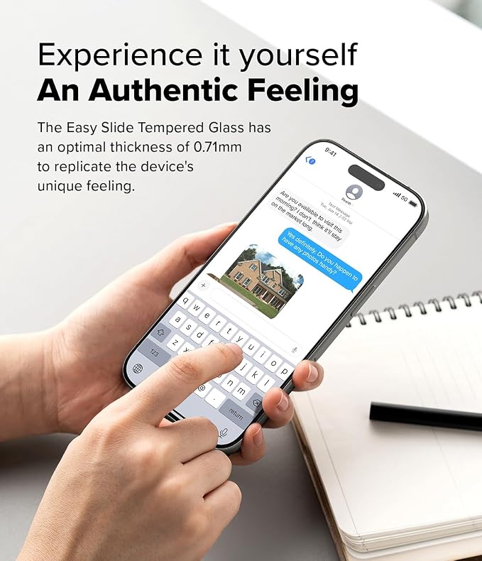 Ringke for iPhone 16/15 Screen Protector [Easy Slide 2 Pack] | Easy Installation with Alignment Tool Case Friendly Premium 9H Hardness Tempered Glass