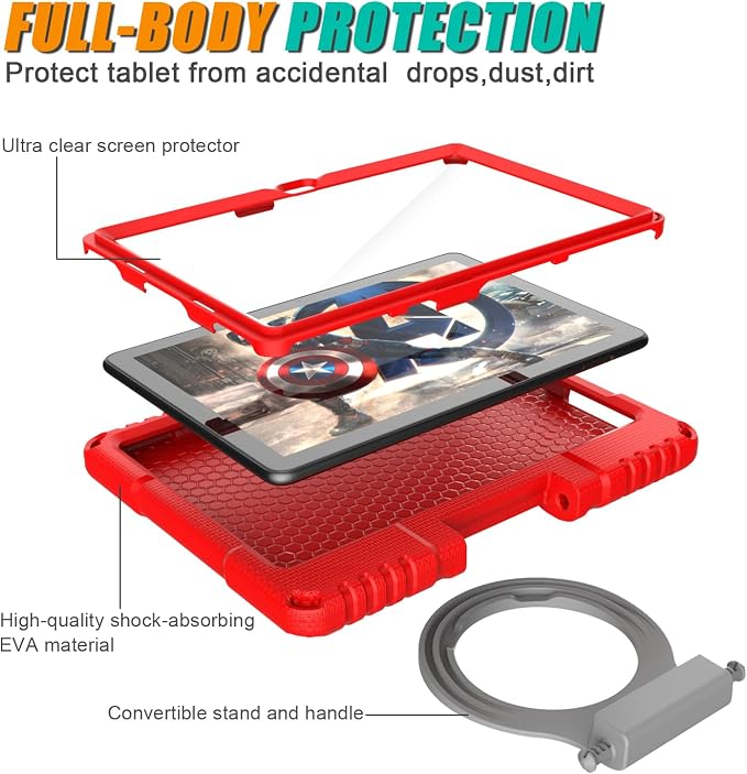 Kids case for 10 inch Tablet Lightweight Shockproof Case with Screen Protector Handle StandBlack