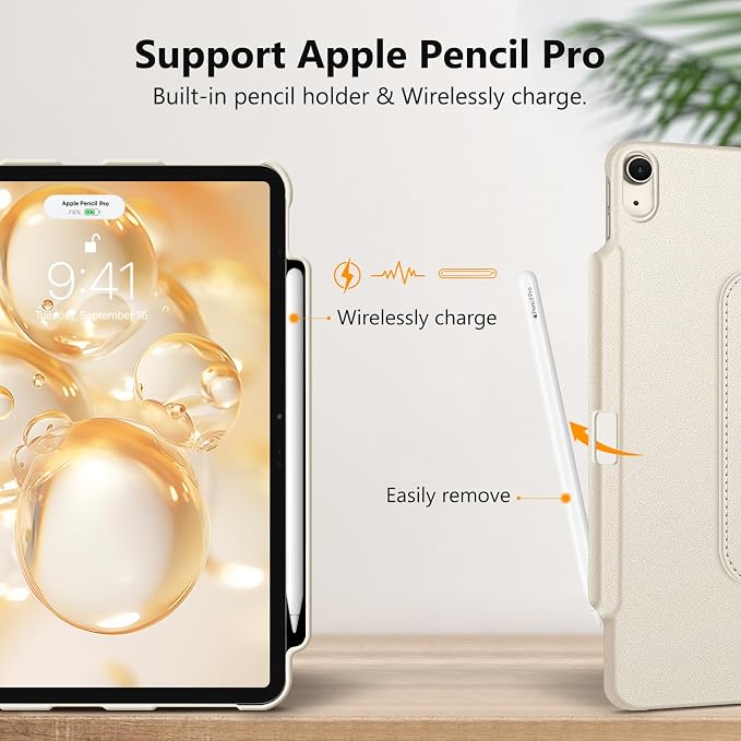 Fintie Rotating Case for iPad Air 13-inch M4/M3/M2 (2026/2025/2024) | 360° Swivel Stand Landscape &amp Portrait Viewing Shockproof Protective Cover Pencil Holder Auto Sleep/Wake Black
