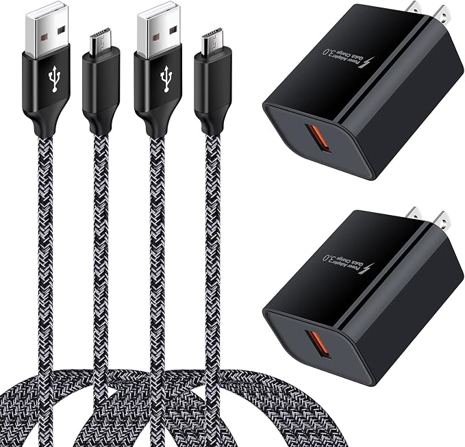 Android Phone Fast ChargerQuick3.0 USB Fast Wall Charger Plug Micro USB Cable 6FT Compatible for Samsung Galaxy J3 J5 J7 J8 S7 S6 A10 A02 A6 A01 LG Stylo 2 3 Plus Moto G/X/E E4 E5 E6s E7 G5 Plus
