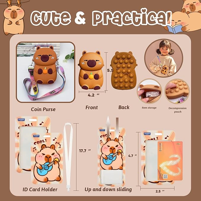 Cute Capybara Stationery Gift Set for Kids,30 Piece Animal Theme School Supplies Kit with Pencil Case,Notebook & Stickers,Practical and Fun for Birthday,Easter& Festivals Gift Girls Boys