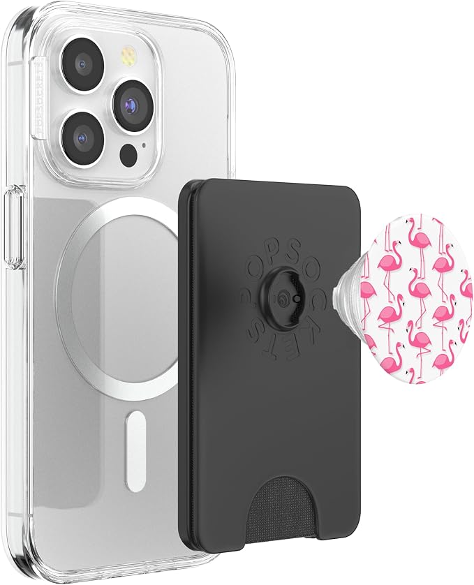 Pink Flamingo Flamenco Party White Background PopSockets Adhesive PopGrip
