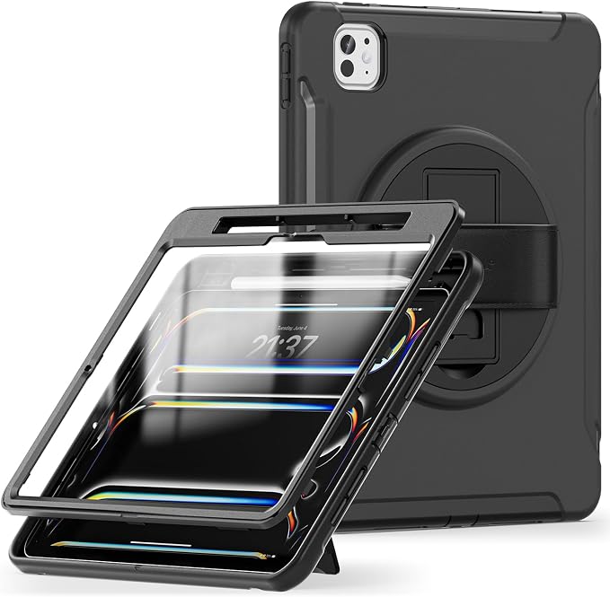 Sahara for iPad Air 11-inch (M4 / M3 / M2) Case - Heavy-Duty Protective Cover with Screen Protector Kickstand &amp Rotating Hand Strap Raider Series