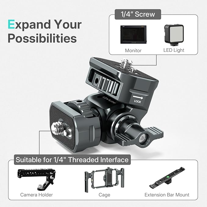 Leaplumin Field Monitor Mount Monitor Holder,1/4" Screw for 5" & 7" Field Monitor Mount Support 360° Swivel &180° Tilt Adjustment,Aluminum Camera Monitor Mount for Camera/Phone Cage