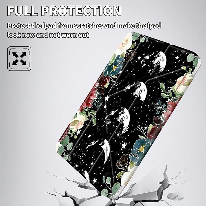 for iPad 10.2 &amp 10.5/iPad 9th/8th/7th Generation 10.2 2021 2020 2019 Case Mutil Angles Folding Y-Shaped Stand Cover with Pencil Holder Auto Wake/SleepAmerican Flag and Cow