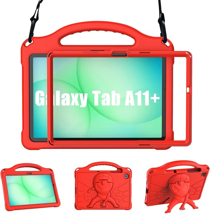 Kids Case for Samsung Galaxy Tab A11 Plus 2026 /A9 Plus 2023 11 inch Tablet | Sanyetral Galaxy Tab A11+/A9+ Case with Screen Protector Shockproof Handle Stand Protective Cover with Shoulder Strap -Bl