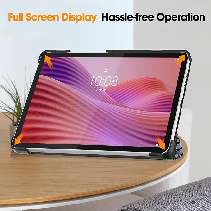 Smart Case for Lenovo Tab One / K9 8.7 Inch 2025 TB305XU/TB305FU Lightweight Trifold Stand Cover Auto Wake Sleep Blackish Green