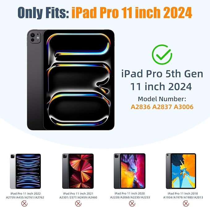 Case for 2024 iPad Pro 11 Inch 5th Generation (M4) with Pencil Holder Book Lovers PU Leather Folio Stand Shell TPU Back Cover with Smart Auto Wake/Sleep Pencil Holder