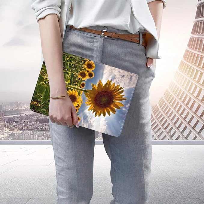 WEUIUJKILO Case for iPad (A16) 11th Generation 11 Inch 2025 iPad 10th Generation 10.9 Inch 2022 Slim PU Leather Folding Stand Smart Cover with Auto Sleep/Wake American Flag and Sunflower
