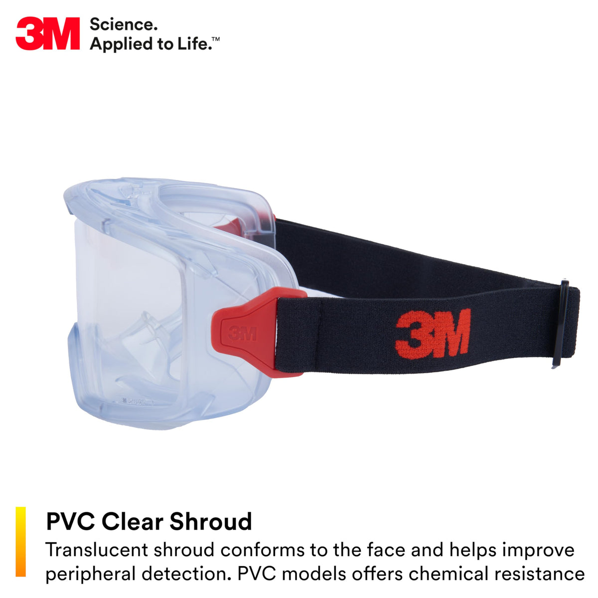 3M GoggleGear Eye Protective Goggle 3000 Series, Clear Anti-Fog/Anti-Scratch Lens, Premium Cloth Strap, PVC Shroud, 1 Pair, Polycarbonate, GG3101-AF, ANSI Z87.1, CSA Z94.3, D3 D4 Rating