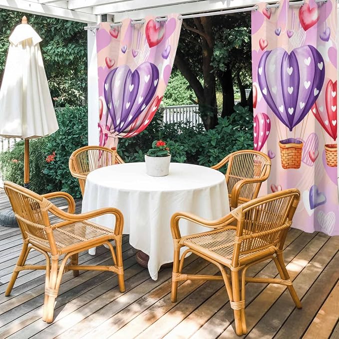 Hot Air Balloons Waterproof Outdoor Curtains