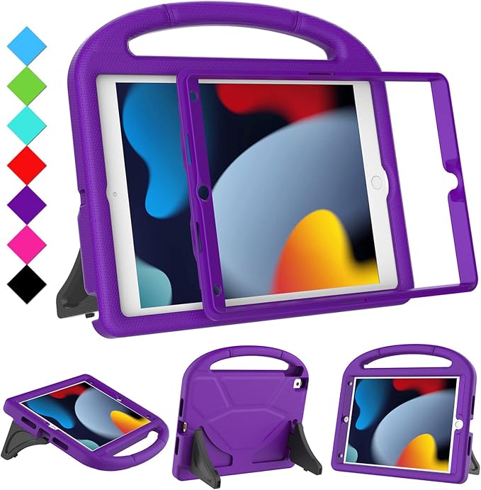 Kids Case for iPad 10.2 &amp 10.5 iPad 9th/8th/7th Generation 10.2 2021 2020 2019 Case with Screen Protector iPad Air 3rd Gen/Pro 10.5 inch Protective Cover with Handle Stand Black