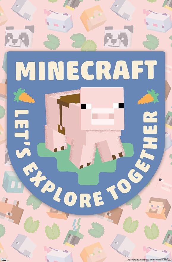 Trends International Minecraft - Let's Explore Together Wall Poster, 19L x 13W, Premium Unframed Version