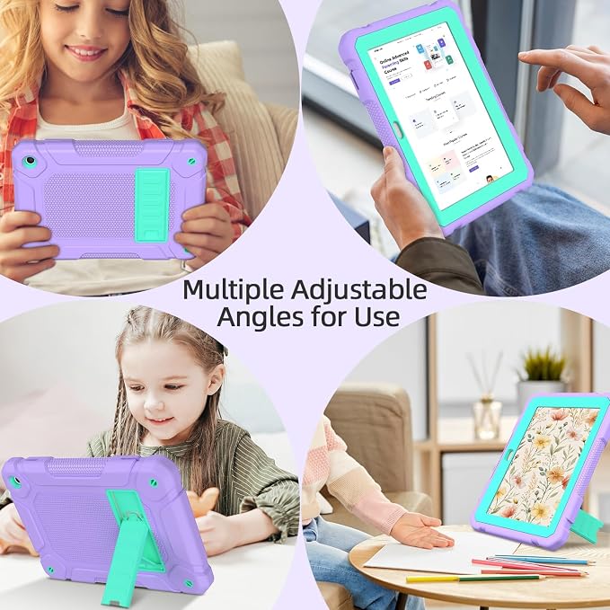 MENZO All-New Case for 8 Tablet Slim Shockproof Rugged High Impact Protective Case with Kickstand Black